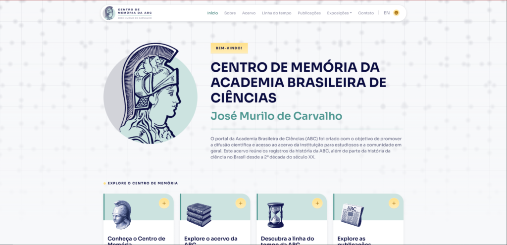 Captura de tela da interface do projeto Centro de memória da ABC